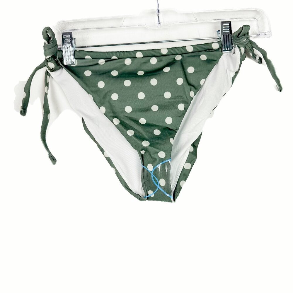 NWOT ASOS Design Recycled Tie Side Bikini Bottom Khaki Ivory Spot Size 10 NEW